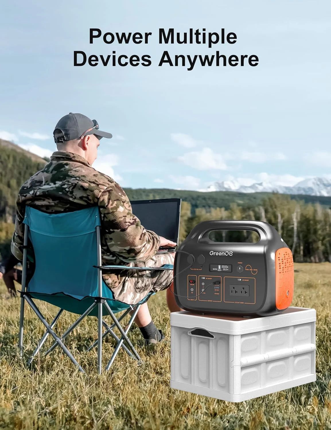Portable Power Station 1000W 1024Wh Solar Powered Generator with 40W Solar Panel, Camping Power Bank for Outdoors Travel Hunting Home Lithium Battery Backup