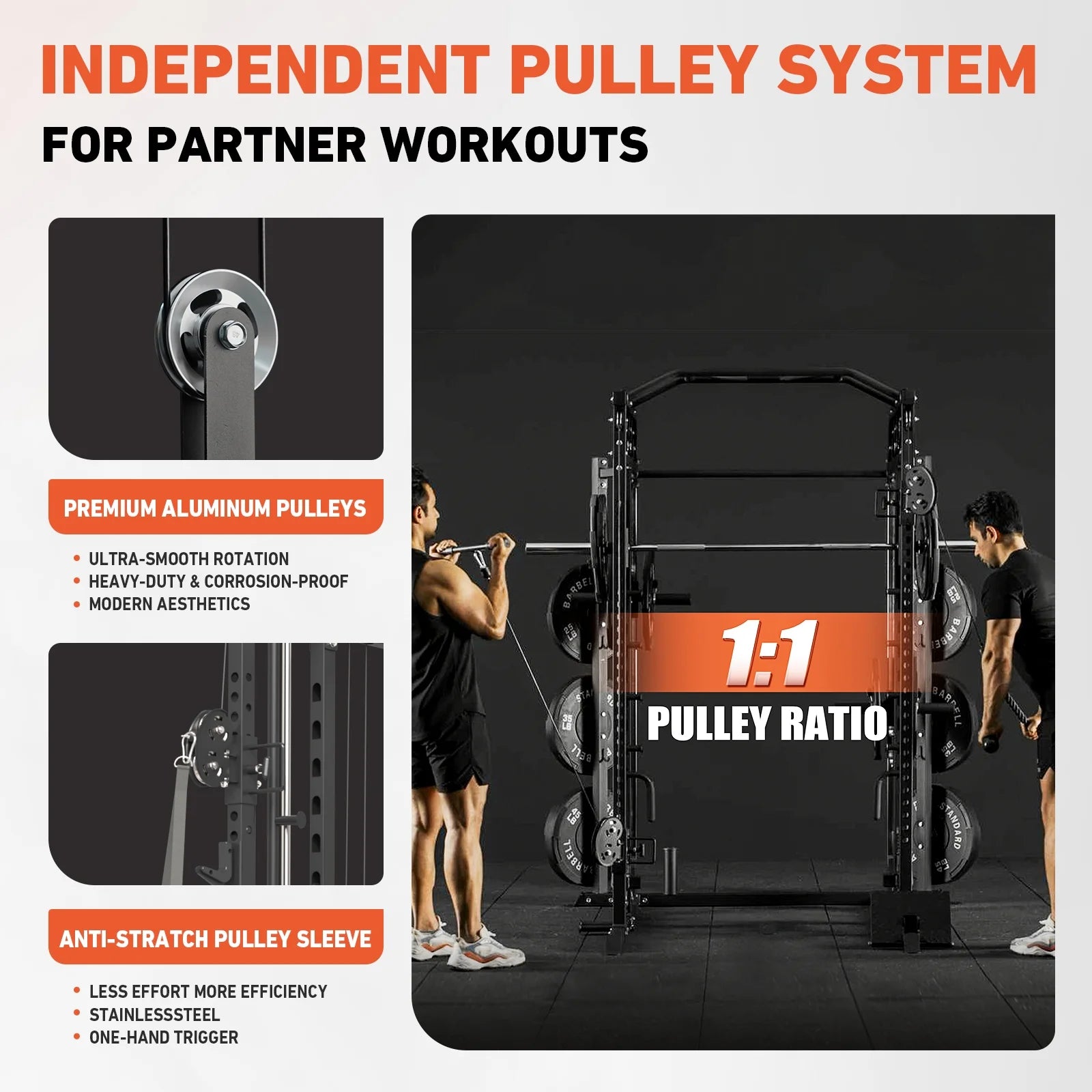 Smith Machine, All-In-One Power Rack Cage with Vertical Leg Press, 2000LBS Power Cage Squat Rack with Smith Bar, Dual Pulley Cable Crossover System for Home Gym with Barbell Bench and Plates