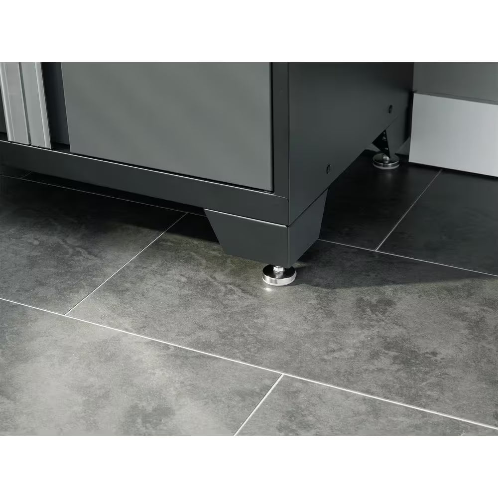 Bold Series 180In.Wx76.75In. Hx18In. D Pre Assembled 24-Gauge Steel 8-Piece Garage Storage System in Gray,Bamboo Worktop