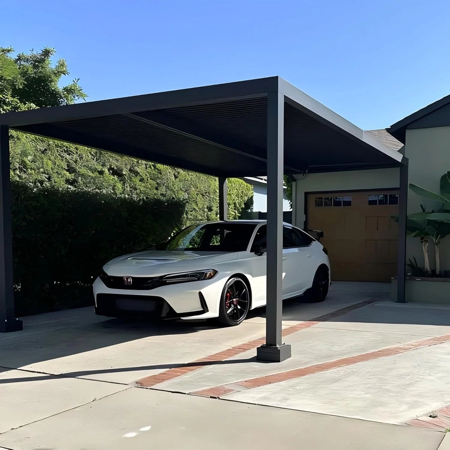 Gray Louvered Pergola Outdoor Aluminum Pergola with Adjustable Roof for Patio Gray Hardtop Gazebo