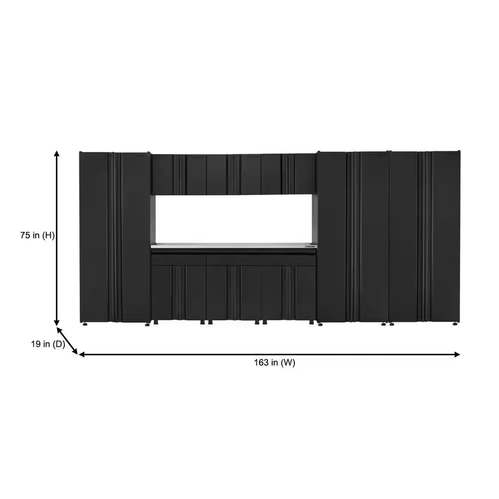 10-Piece Regular Duty Welded Steel Garage Storage System in Black (163.5 In. W X 75 In. H X 19.6 In. D)