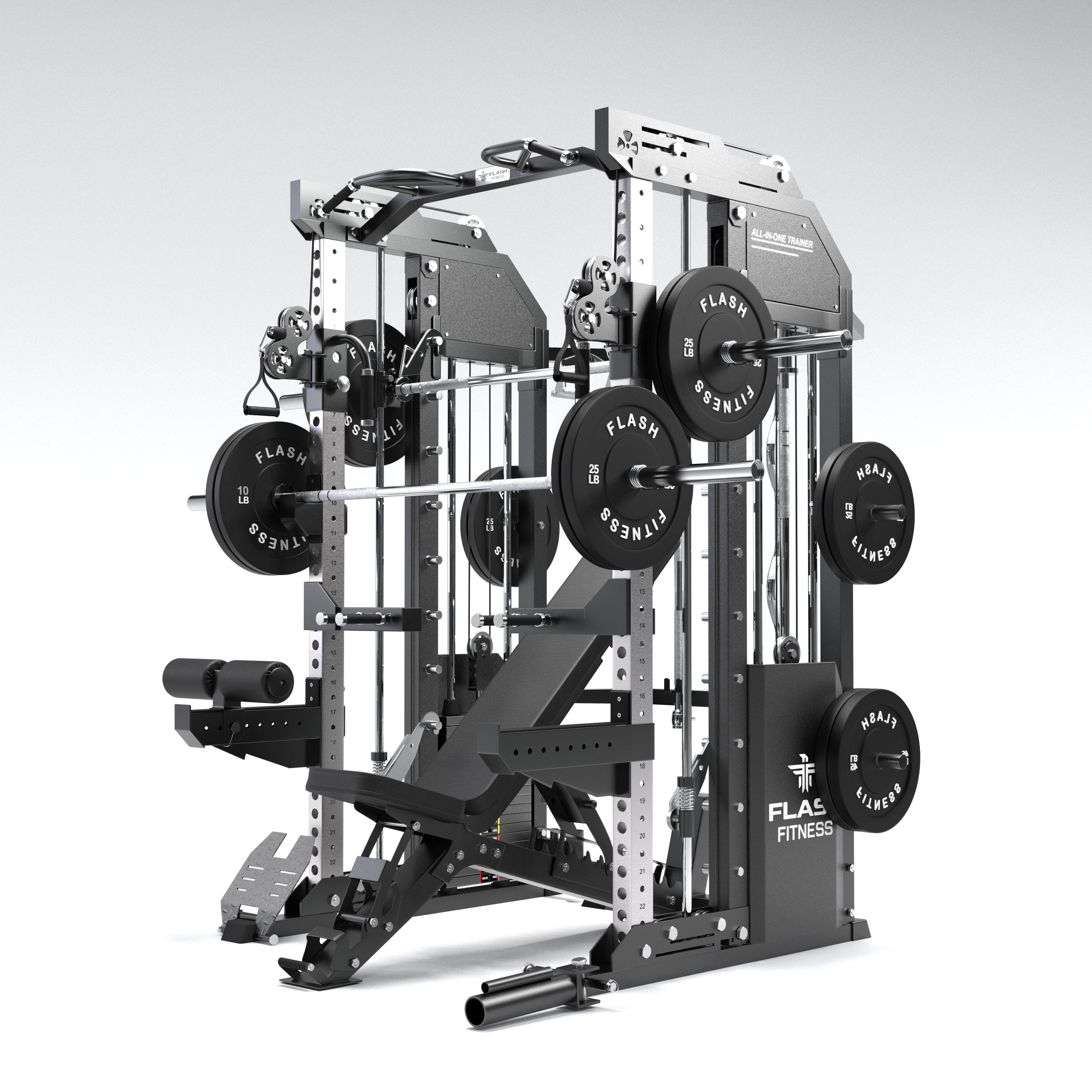 Flash F30 All-In-One Trainer Smith Machine Combo Package – Complete Home Gym with Bench & Dual Weight Stacks