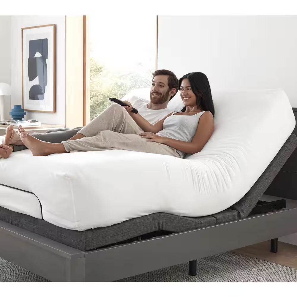 King Luxury Black Adjustable Bed Base with Wireless Remote, Head and Foot Massage, LED Lighting and Dual USB Ports