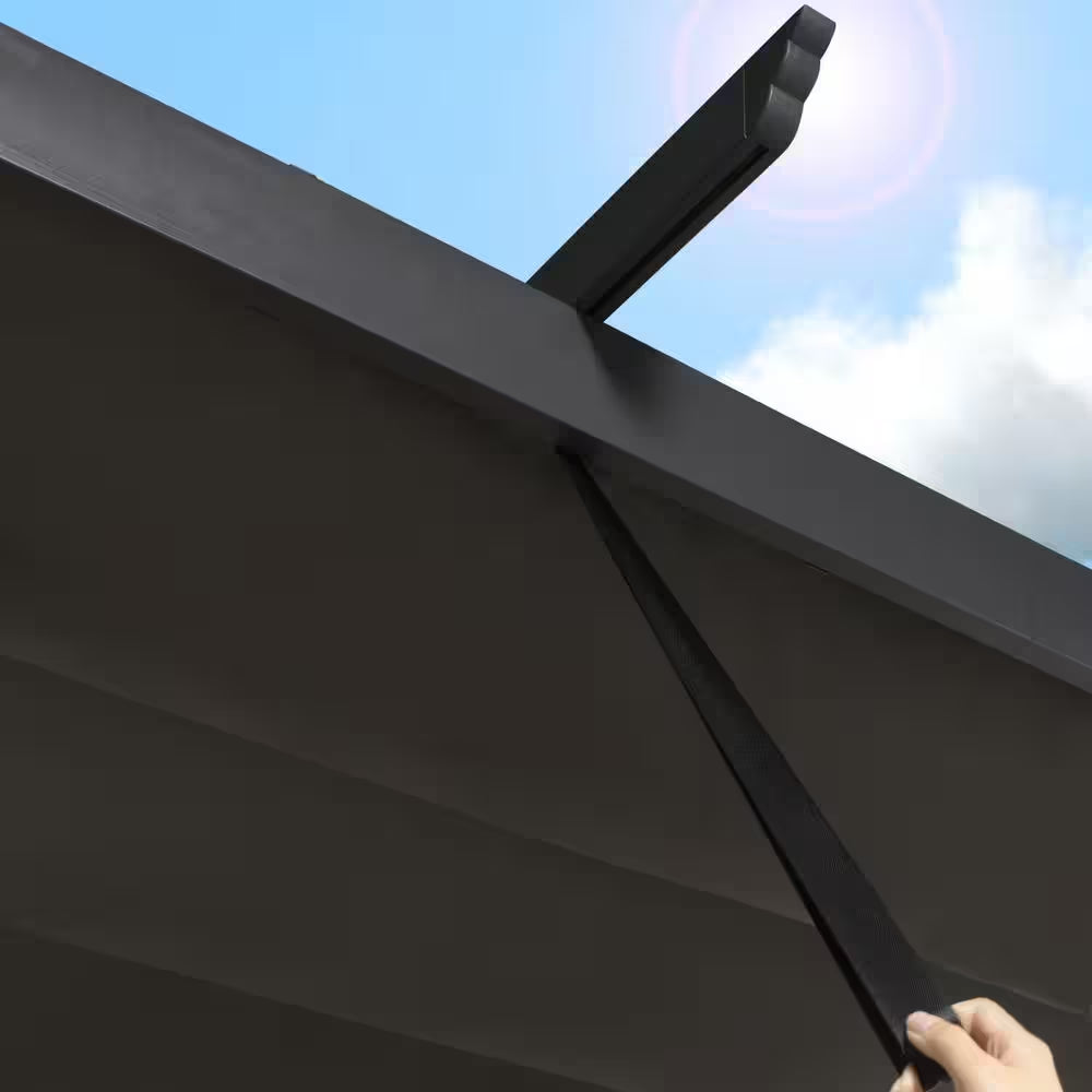 16 Ft. W X 12 Ft. D Aluminum Pergola Outdoor with Dark Gray Retractable Canopy