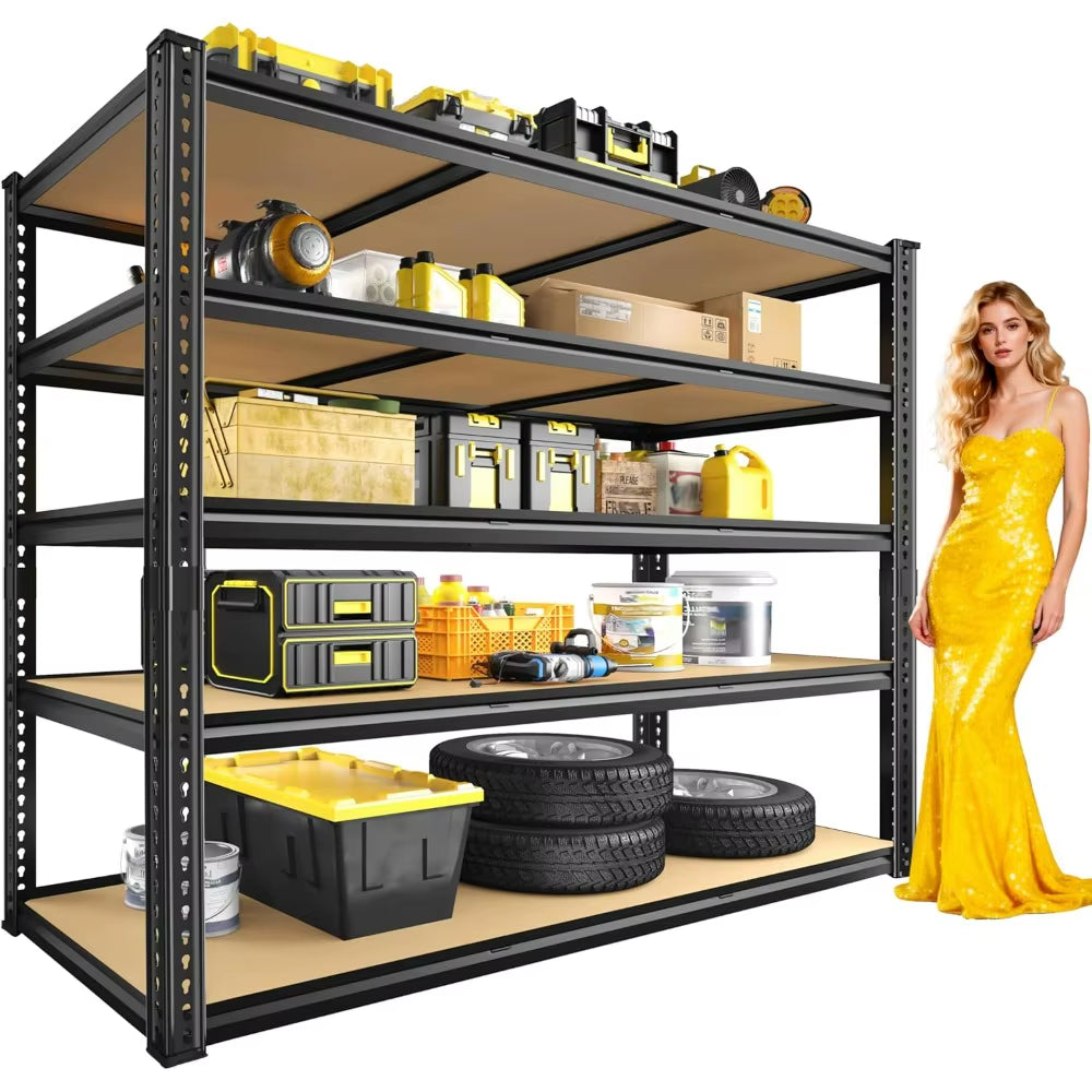 48" W Garage Shelving Heavy Duty 2800LBS Garage Storage Shelves, 5 Tier Adjustable Metal Shelving Unit 72" H X 48" W X 18" D