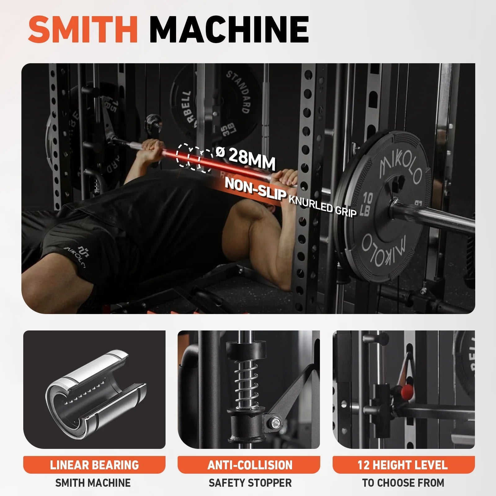 Smith Machine, All-In-One Power Rack Cage with Vertical Leg Press, 2000LBS Power Cage Squat Rack with Smith Bar, Dual Pulley Cable Crossover System for Home Gym with Barbell Bench and Plates