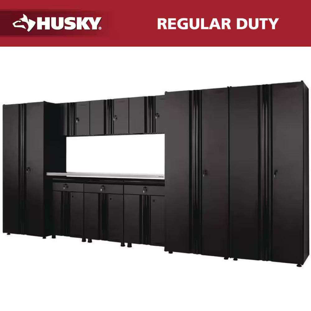 10-Piece Regular Duty Welded Steel Garage Storage System in Black (163.5 In. W X 75 In. H X 19.6 In. D)