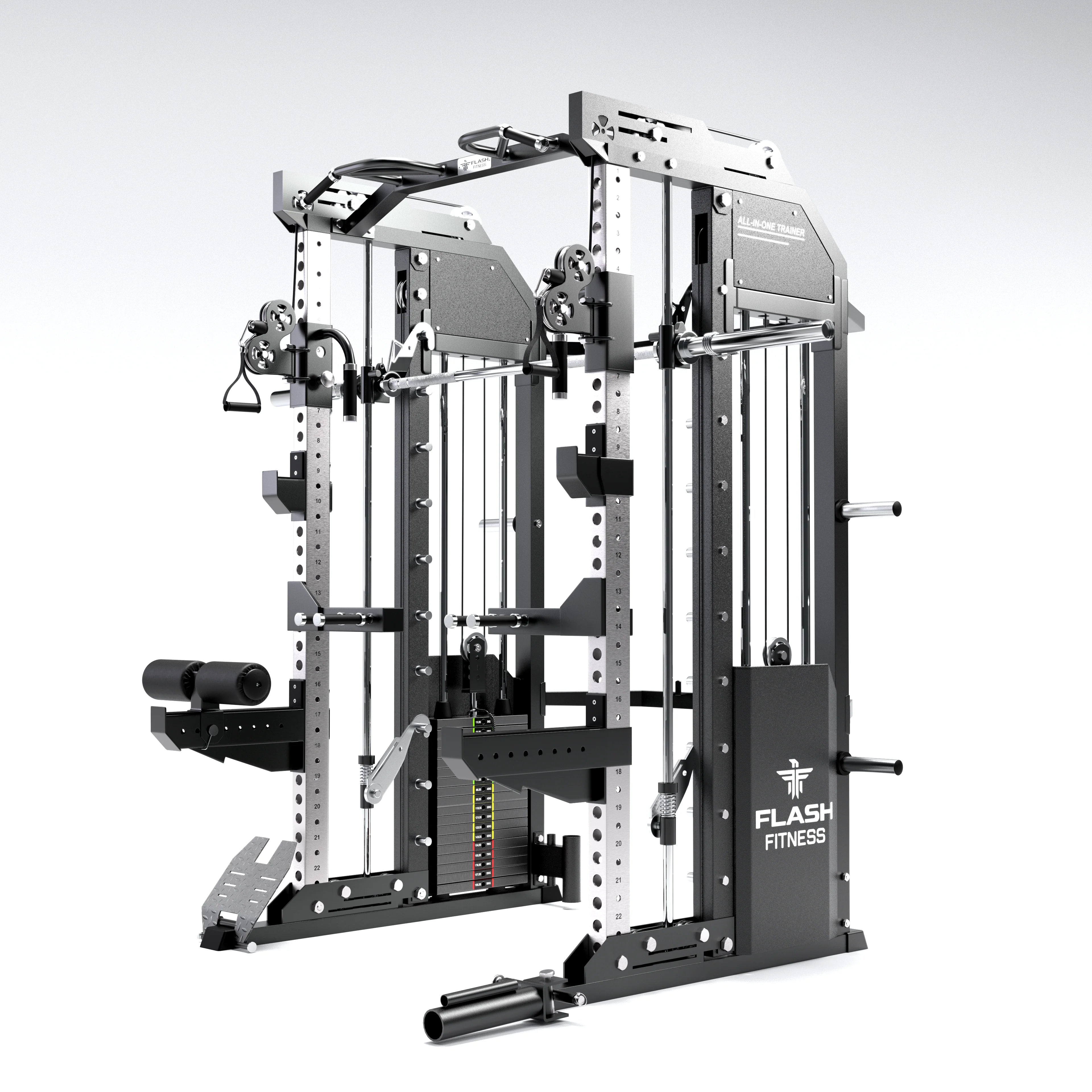Flash F30 All-In-One Trainer Smith Machine Combo Package – Complete Home Gym with Bench & Dual Weight Stacks