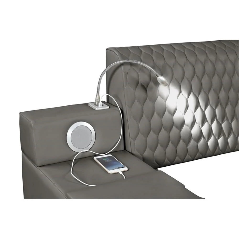 Smart Multifunctional Queen Size Bed Made with Wood in Gray