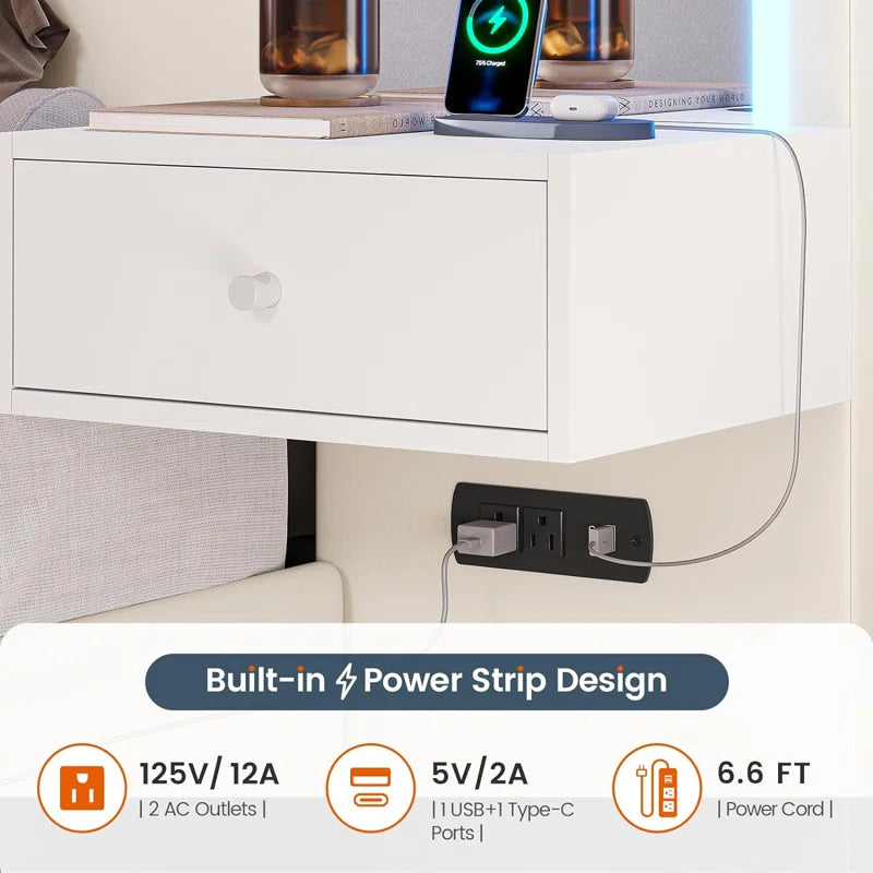 Karlton Bed with 4 Storage Drawers，Led Tall Platform Bed Frame