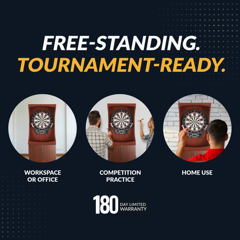 Electronic Dartboard and Cabinet Set with Darts