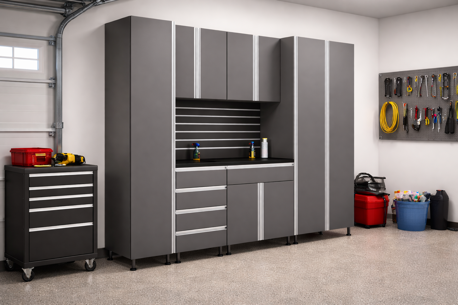 Premium 8-Piece Garage Cabinet Storage System – Modular Tool & Equipment Organizer (Gray)