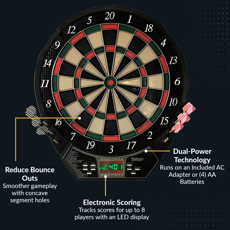 Electronic Dartboard and Cabinet Set with Darts
