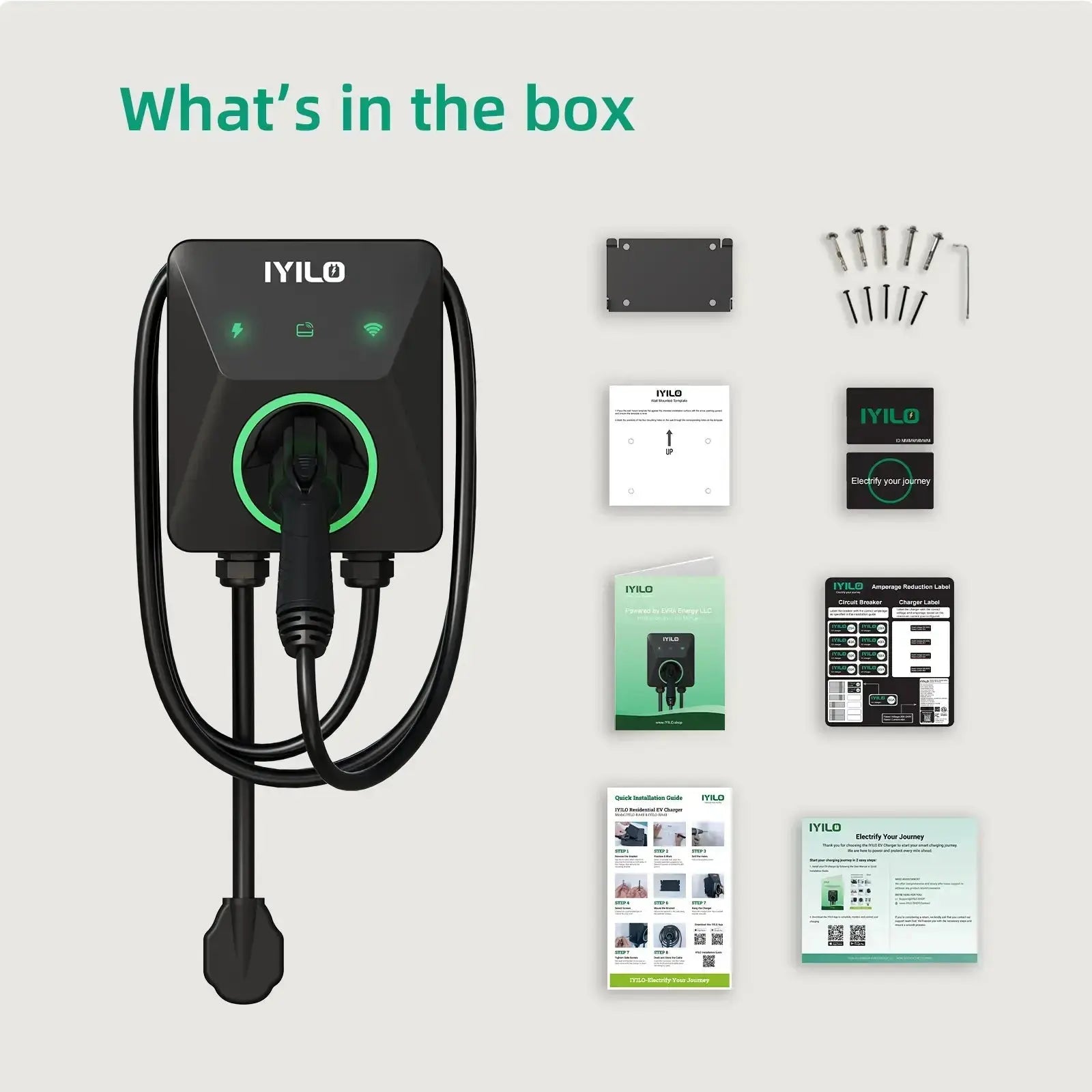 IYILO Level 2 EV Charger (40A Plug-In / 48A Hardwired) – Smart Fast Charging with App Control & Load Balancing