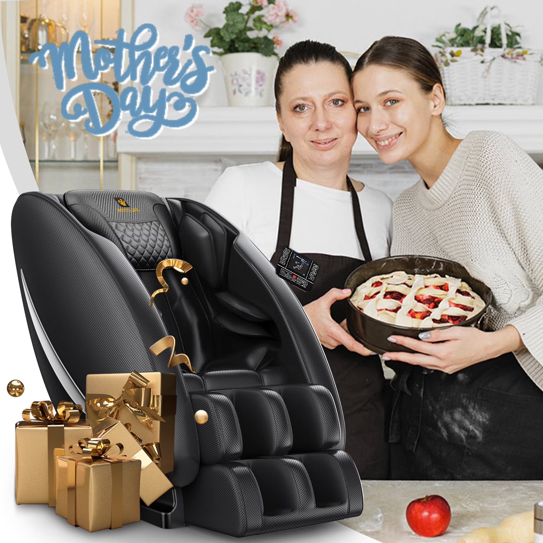 Massage Chair Recliner with Heating, Bluetooth and Full Body Massage, Black