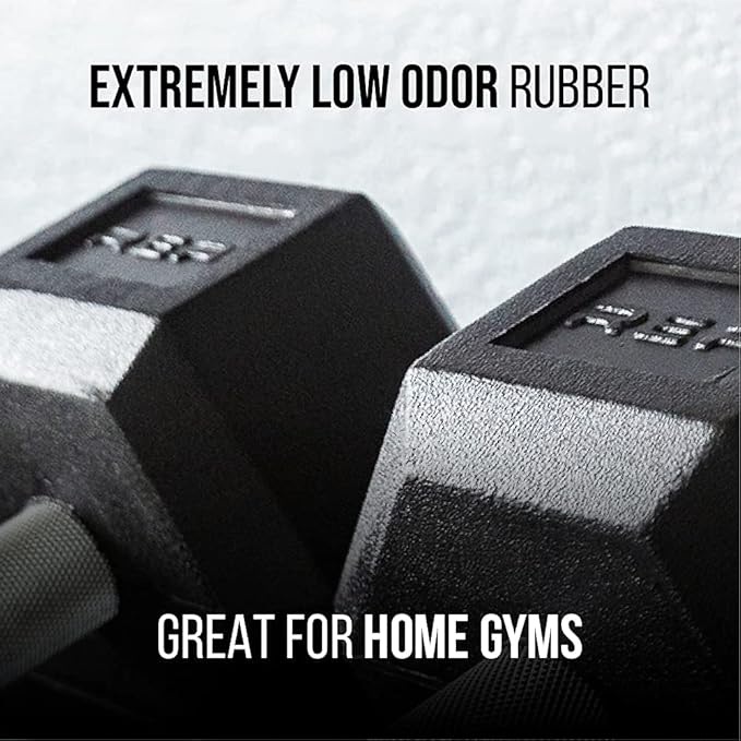 REP Fitness Rubber Hex Dumbbell Set with 3-Tier Rack for Home & Garage Gyms