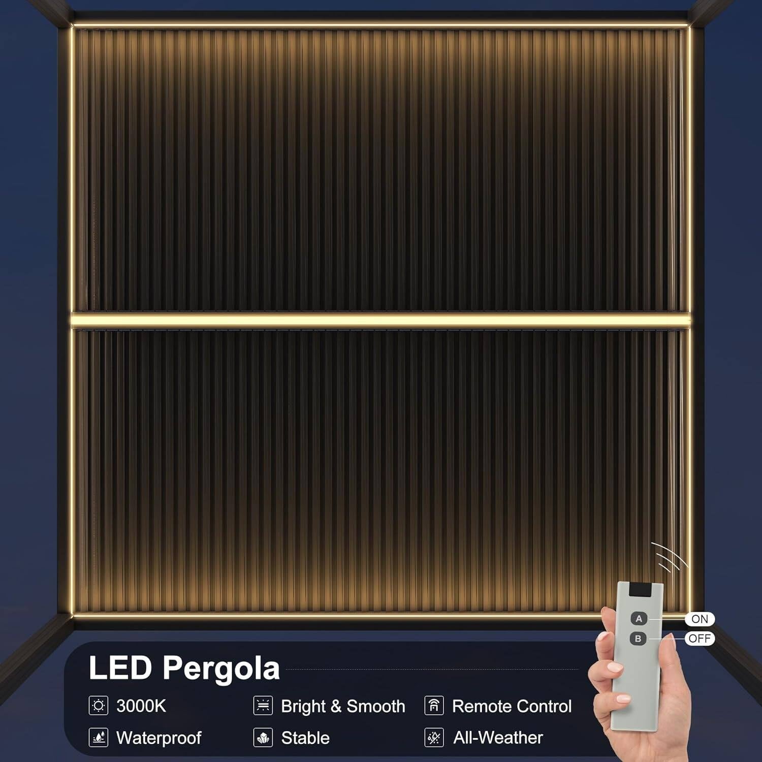 Gray Louvered Pergola Outdoor Aluminum Pergola with Adjustable Roof for Patio Gray Hardtop Gazebo