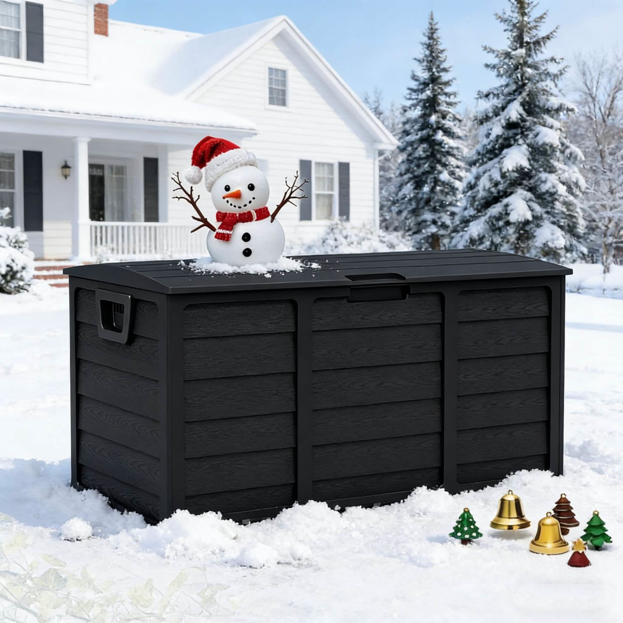 75-Gallon Outdoor Storage Box – Black Resin Deck Box for Patio, Garden & Pool Storage