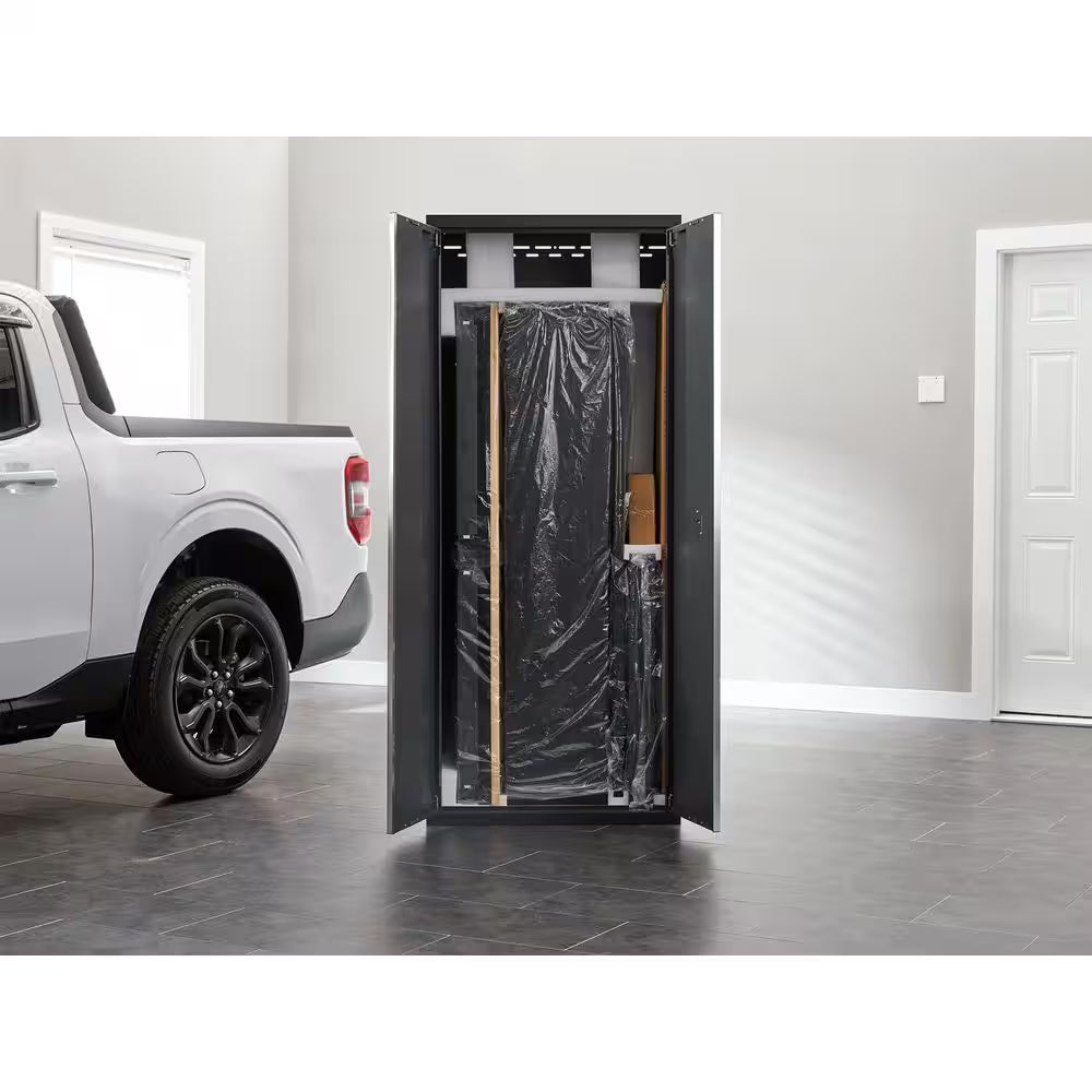 Bold Series 180In.Wx76.75In. Hx18In. D Pre Assembled 24-Gauge Steel 8-Piece Garage Storage System in Gray,Bamboo Worktop