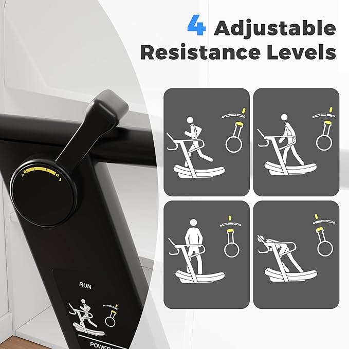 DELAVIN Curved Manual Treadmill with 4 Resistance Levels – Self-Powered Air Runner for Home & Commercial Gyms
