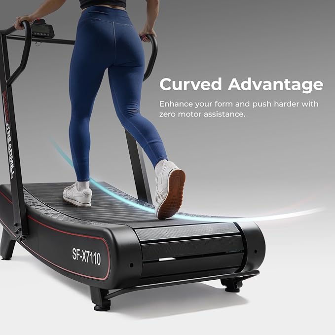 Sunny Health & Fitness SF-X7110 Curved Manual Treadmill with Magnetic Resistance – Non-Motorized, Heavy-Duty, Commercial-Grade, for Endurance Training