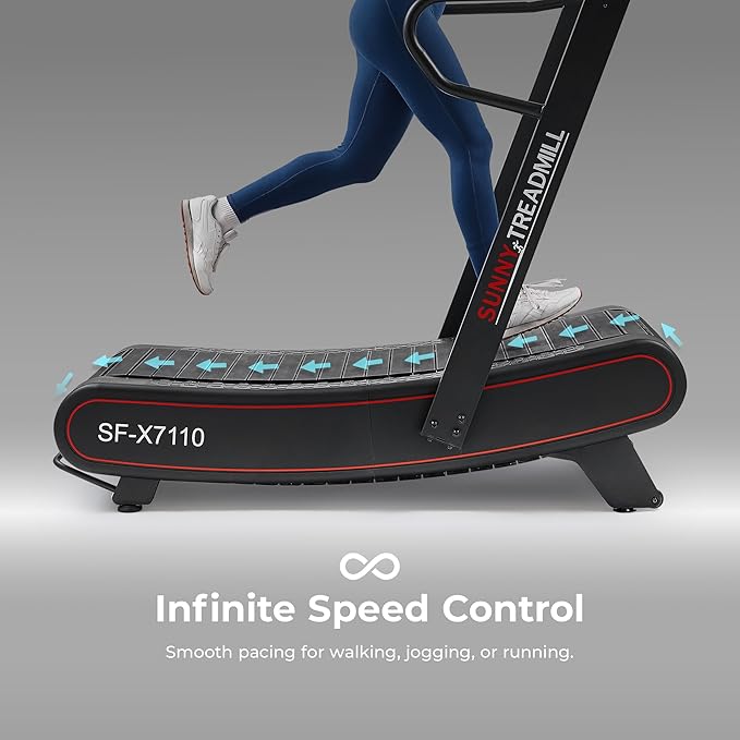 Sunny Health & Fitness SF-X7110 Curved Manual Treadmill with Magnetic Resistance – Non-Motorized, Heavy-Duty, Commercial-Grade, for Endurance Training
