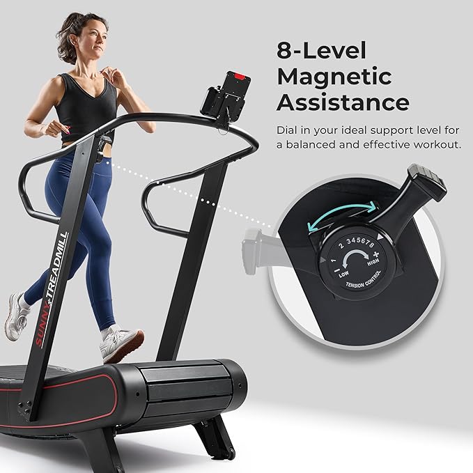 Sunny Health & Fitness SF-X7110 Curved Manual Treadmill with Magnetic Resistance – Non-Motorized, Heavy-Duty, Commercial-Grade, for Endurance Training