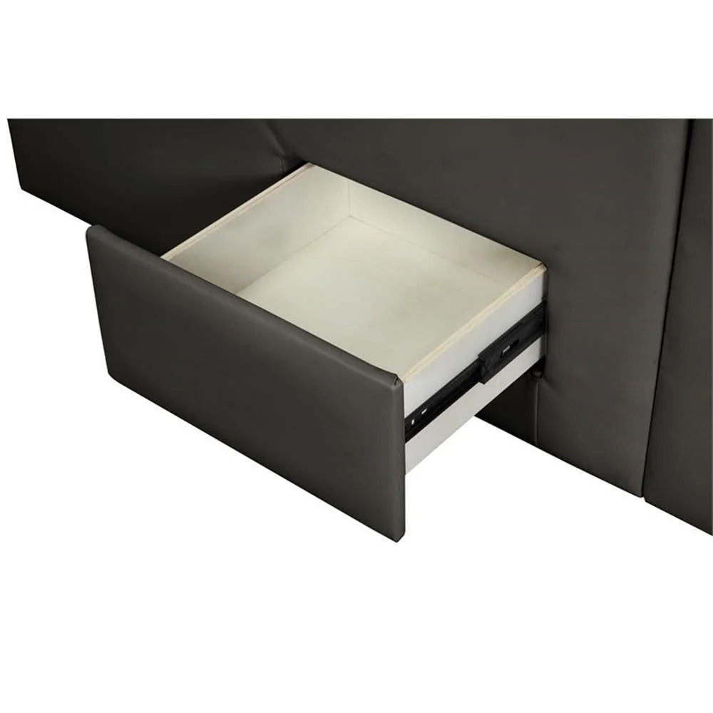 Smart Multifunctional Queen Size Bed Made with Wood in Gray