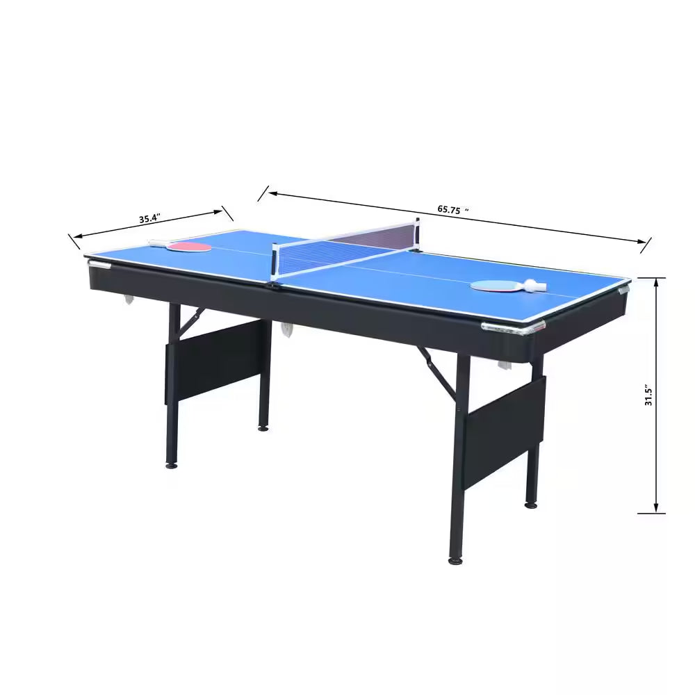 3-In-1 Blue Portable Pool Table with Billiard Balls, Brush, Triangle Rack