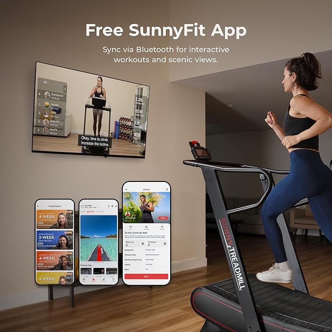 Sunny Health & Fitness SF-X7110 Curved Manual Treadmill with Magnetic Resistance – Non-Motorized, Heavy-Duty, Commercial-Grade, for Endurance Training