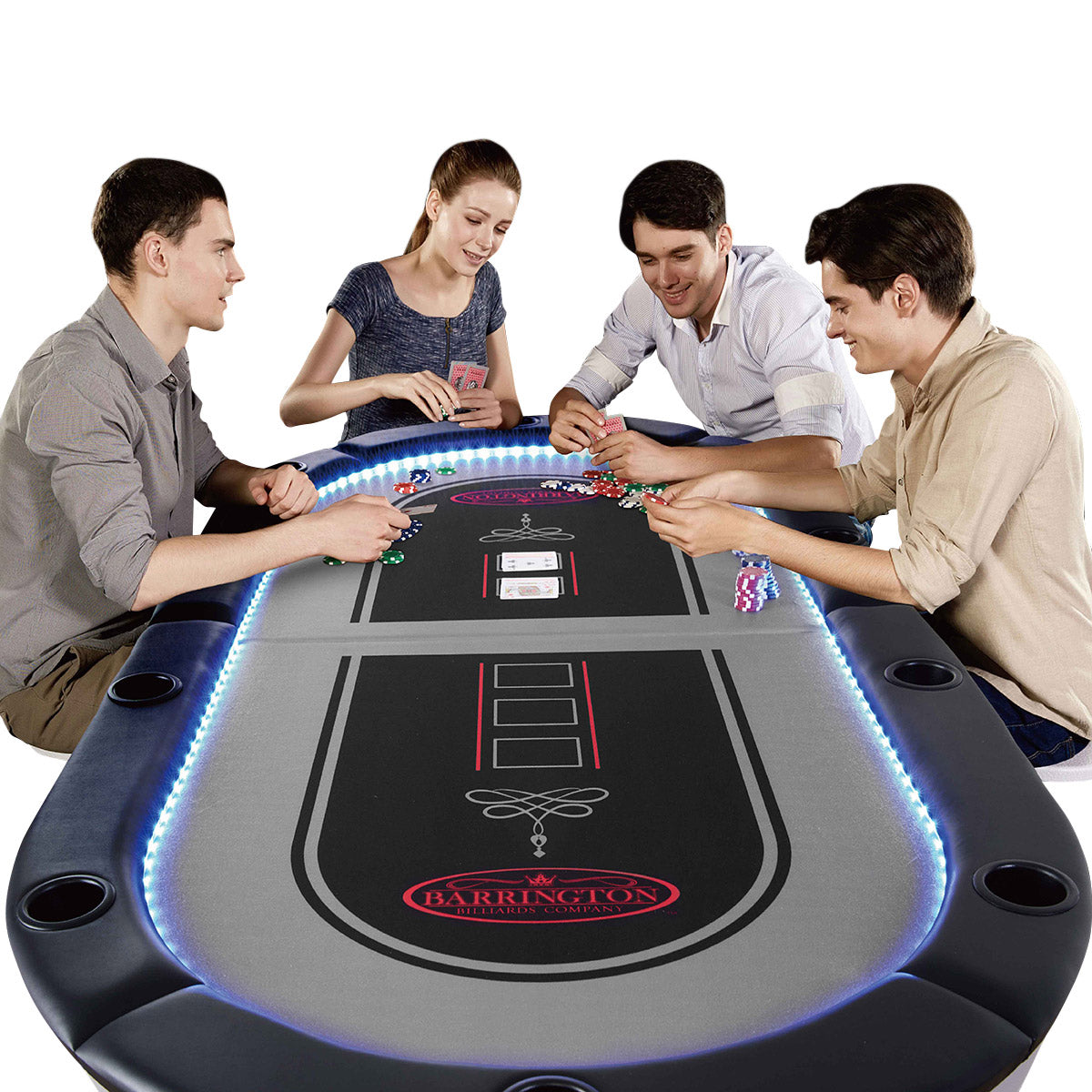 Barrington 10-Player Poker Table with LED Lights