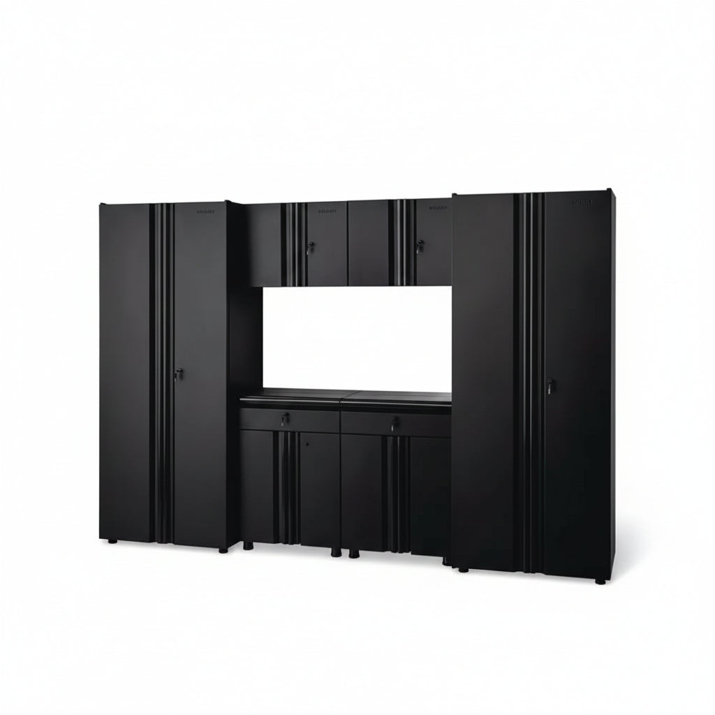 6-Piece Welded Steel Garage Storage System – Tool Organization Set (Black, 109” W)