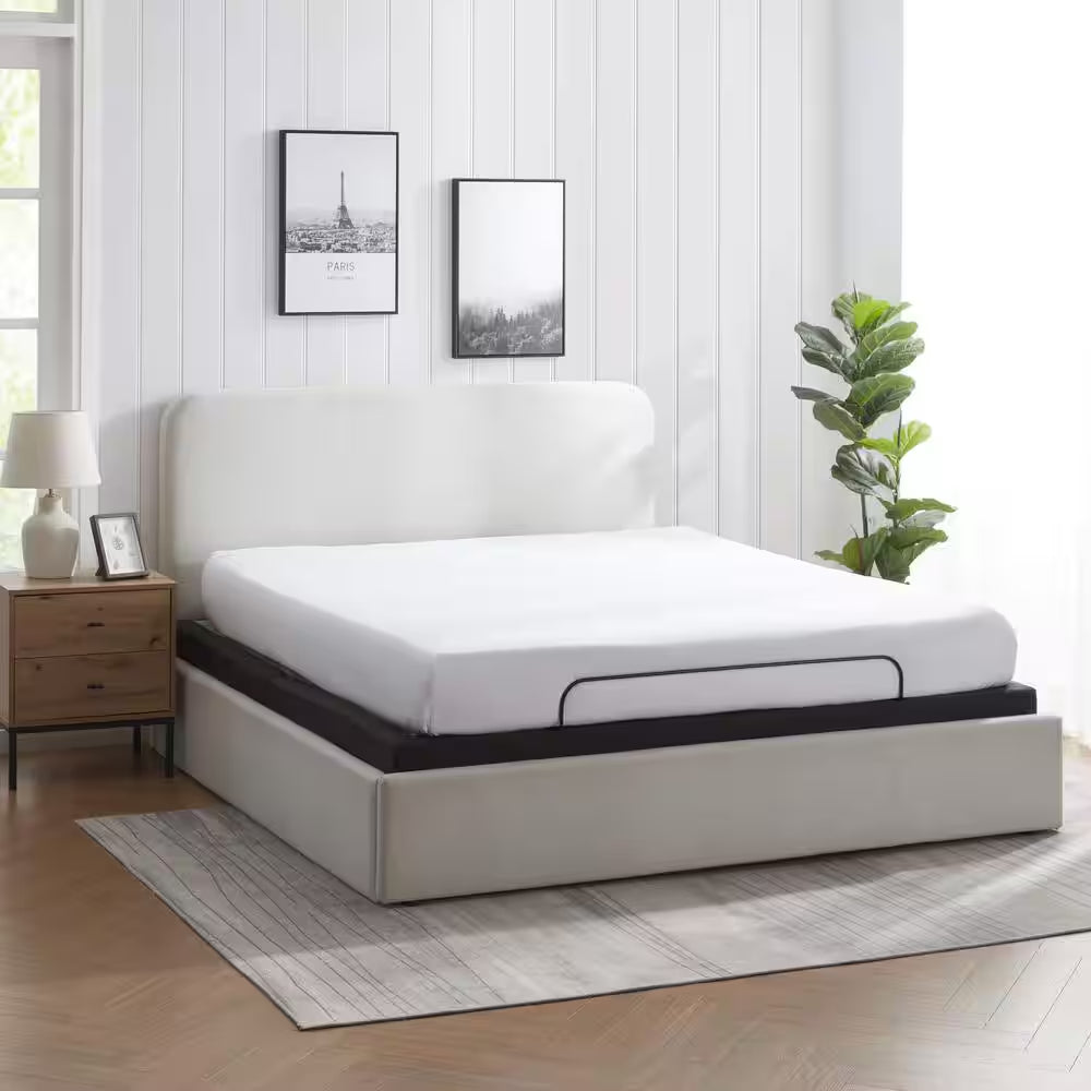 King Luxury Black Adjustable Bed Base with Wireless Remote, Head and Foot Massage, LED Lighting and Dual USB Ports