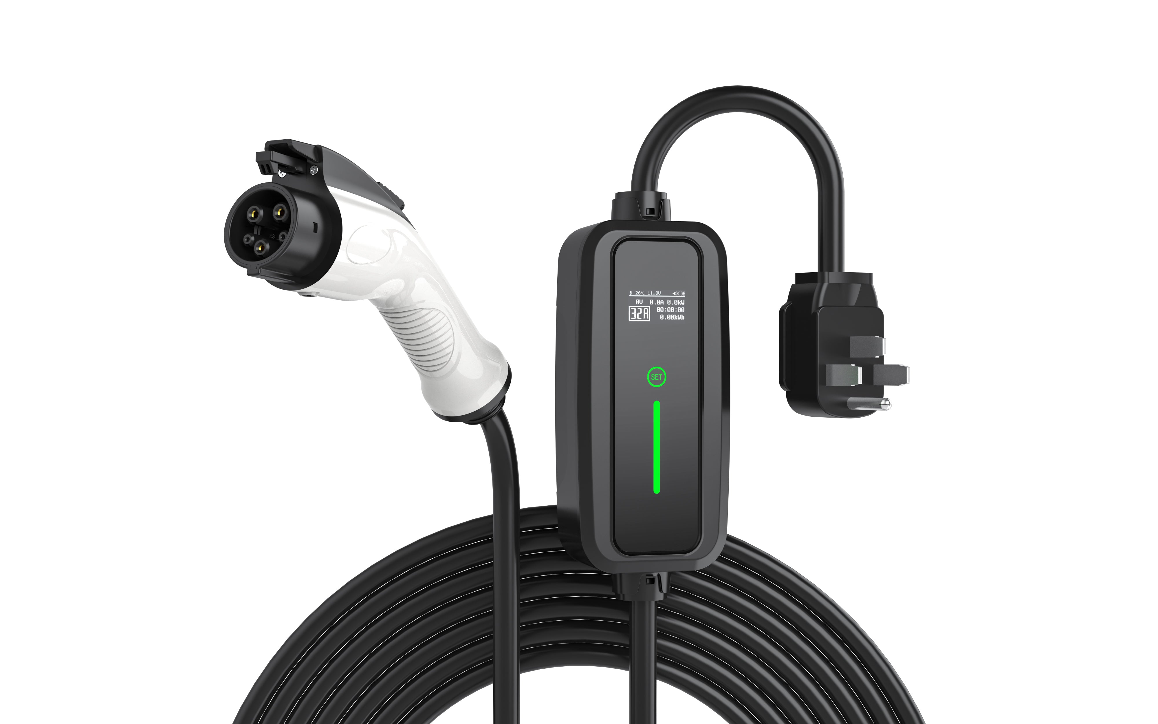 Portable Level 2 EV Charger – 32A J1772 Charging Station with NEMA 14-50 Plug & LED Display