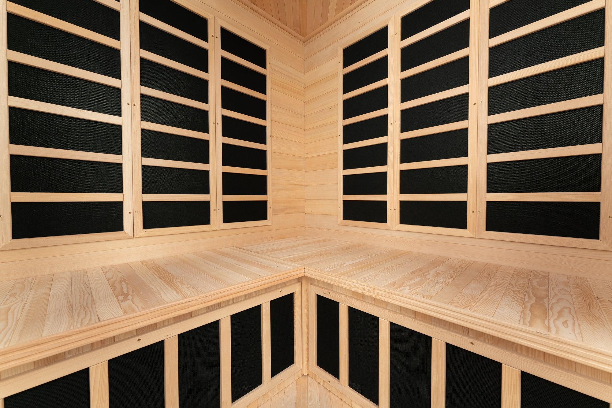 Blisspod Vienna Series 4–5 Person Far Infrared Sauna | Luxury Corner Home Spa | Canadian Hemlock | Ultra Low EMF w/ 12 Heaters