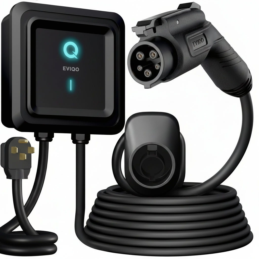 EVIQO Level 2 EV Charger (40A/48A) – Smart Fast Charging with 25 ft Cable, NEMA 14-50 & J1772