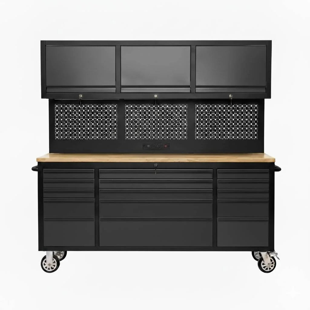 72" Rolling Tool Chest – Modular Cabinet & Multi-Use Workstation with Power & Pegboard