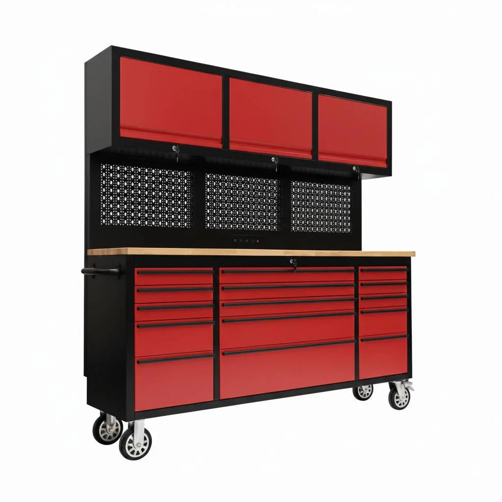 72" Rolling Tool Chest – Modular Cabinet & Multi-Use Workstation with Power & Pegboard