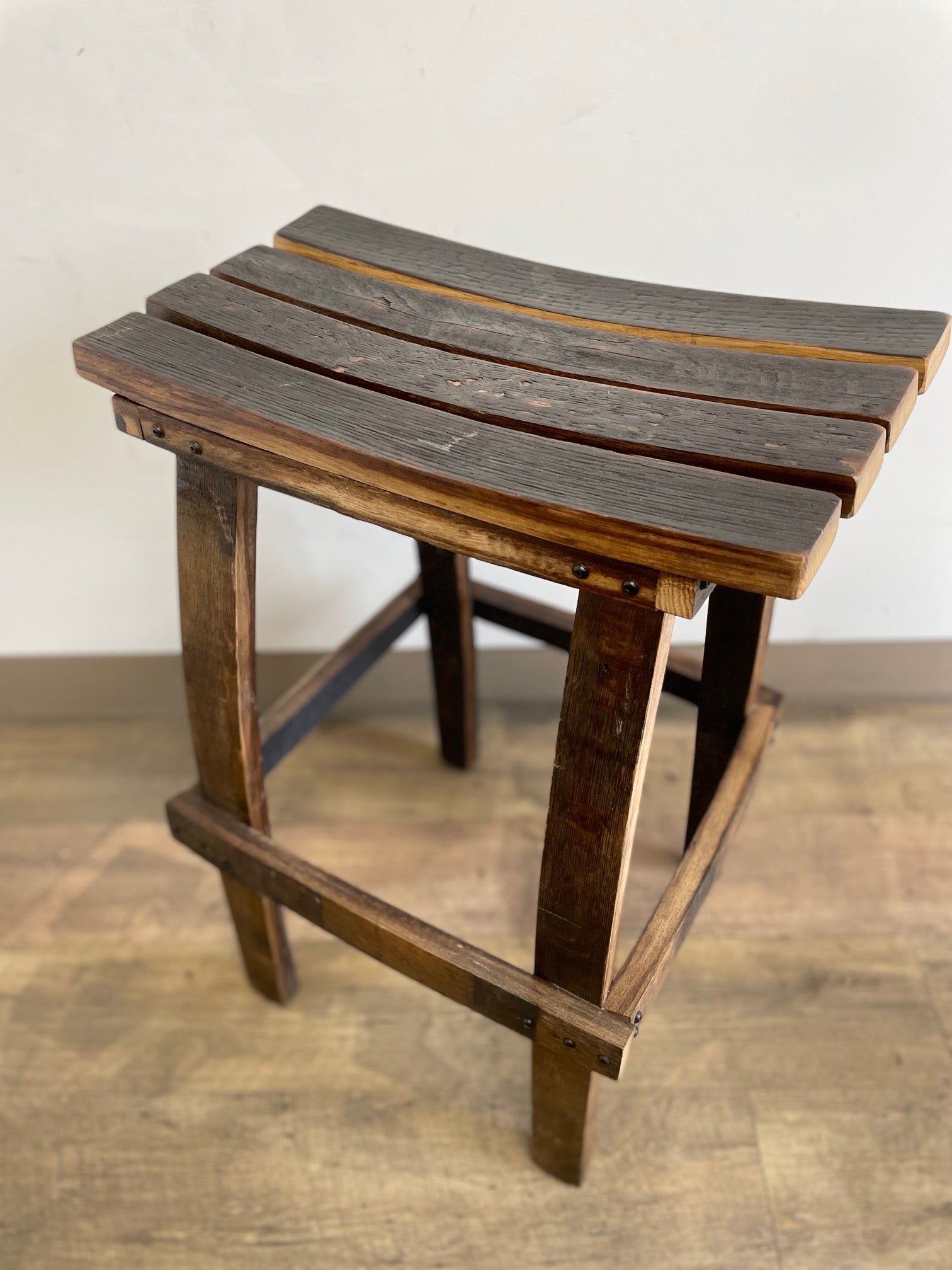 Whiskey Barrel Bar Stool – Handcrafted Rustic Bourbon Barrel Seating