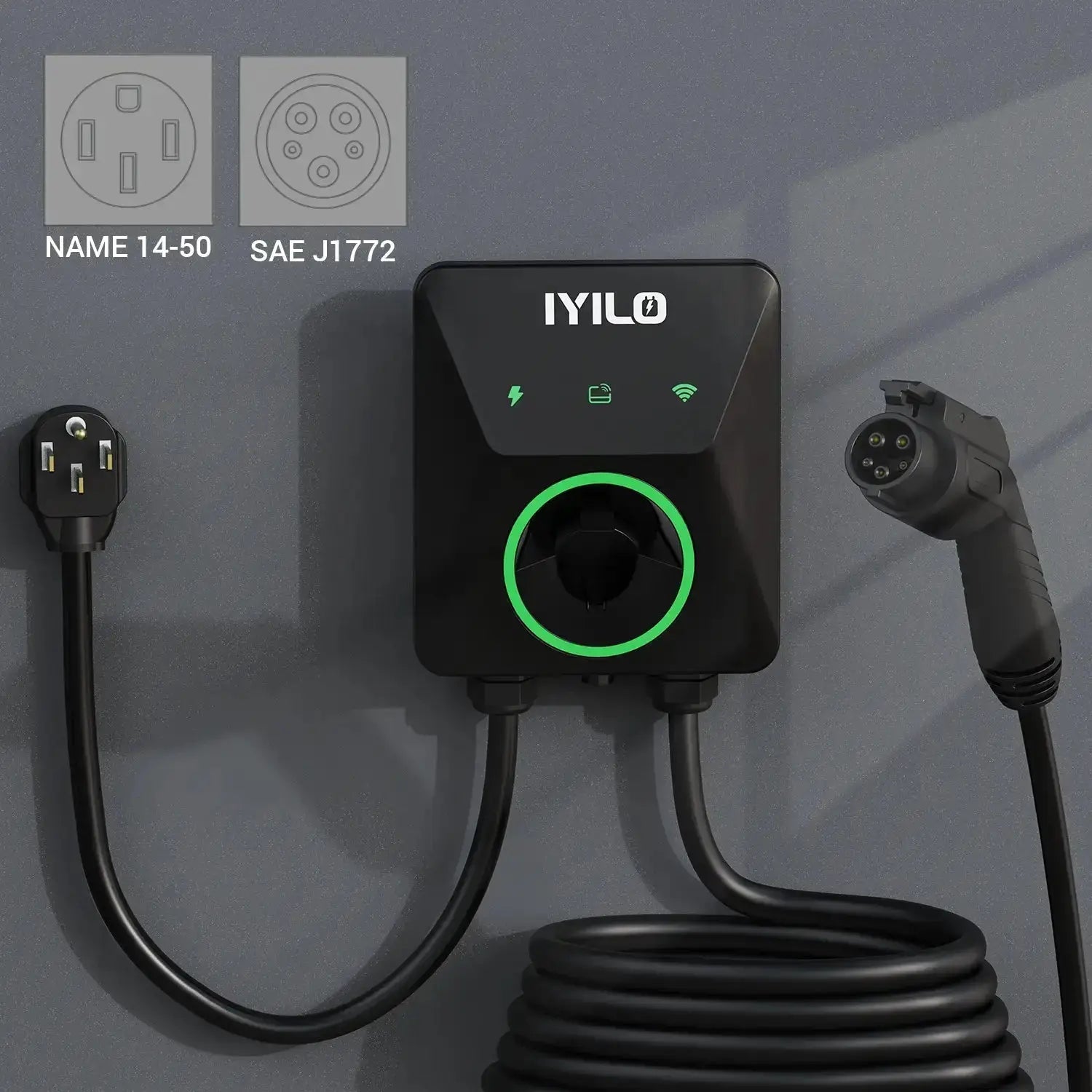 IYILO Level 2 EV Charger (40A Plug-In / 48A Hardwired) – Smart Fast Charging with App Control & Load Balancing