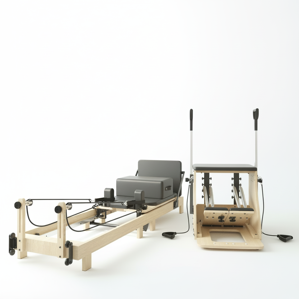 Pilates Reformer Machine with Chair – Wood Pilates Bed & Strength Training System for Home Workouts