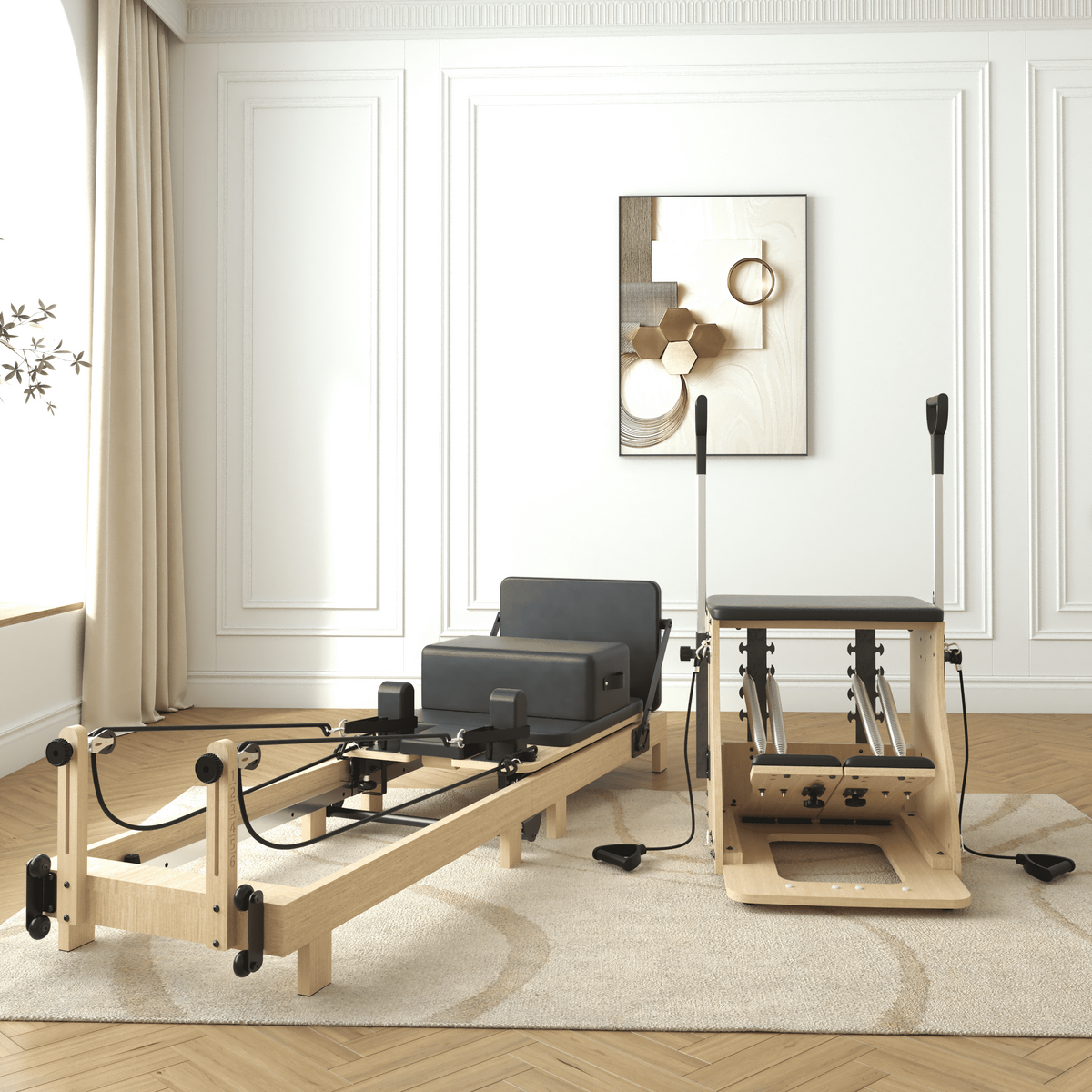 Pilates Reformer Machine with Chair – Wood Pilates Bed & Strength Trai