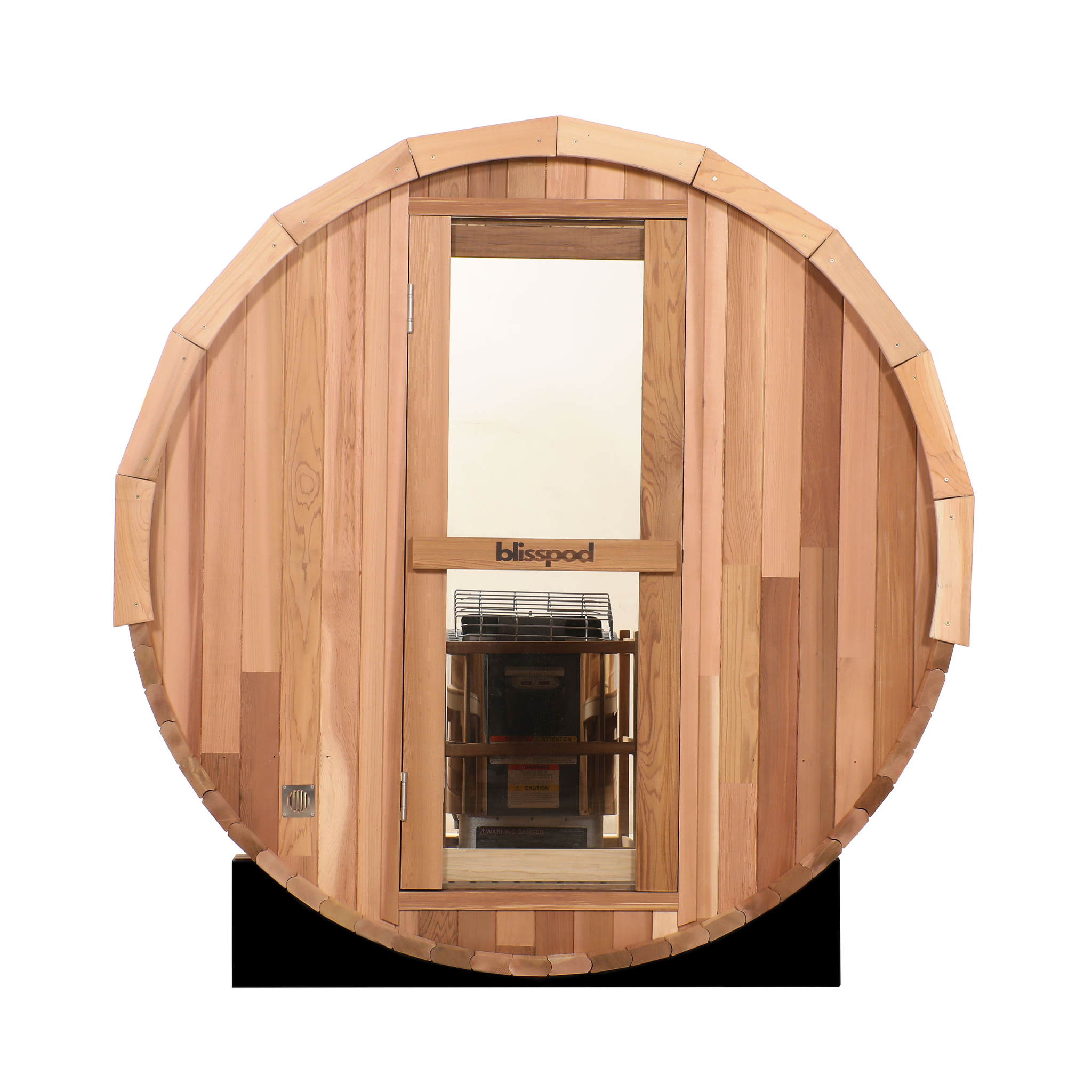 Blisspod Prague Series Barrel Sauna - 4 to 6 Person | Outdoor Canadian Red Cedar Steam Sauna with Full Glass Back