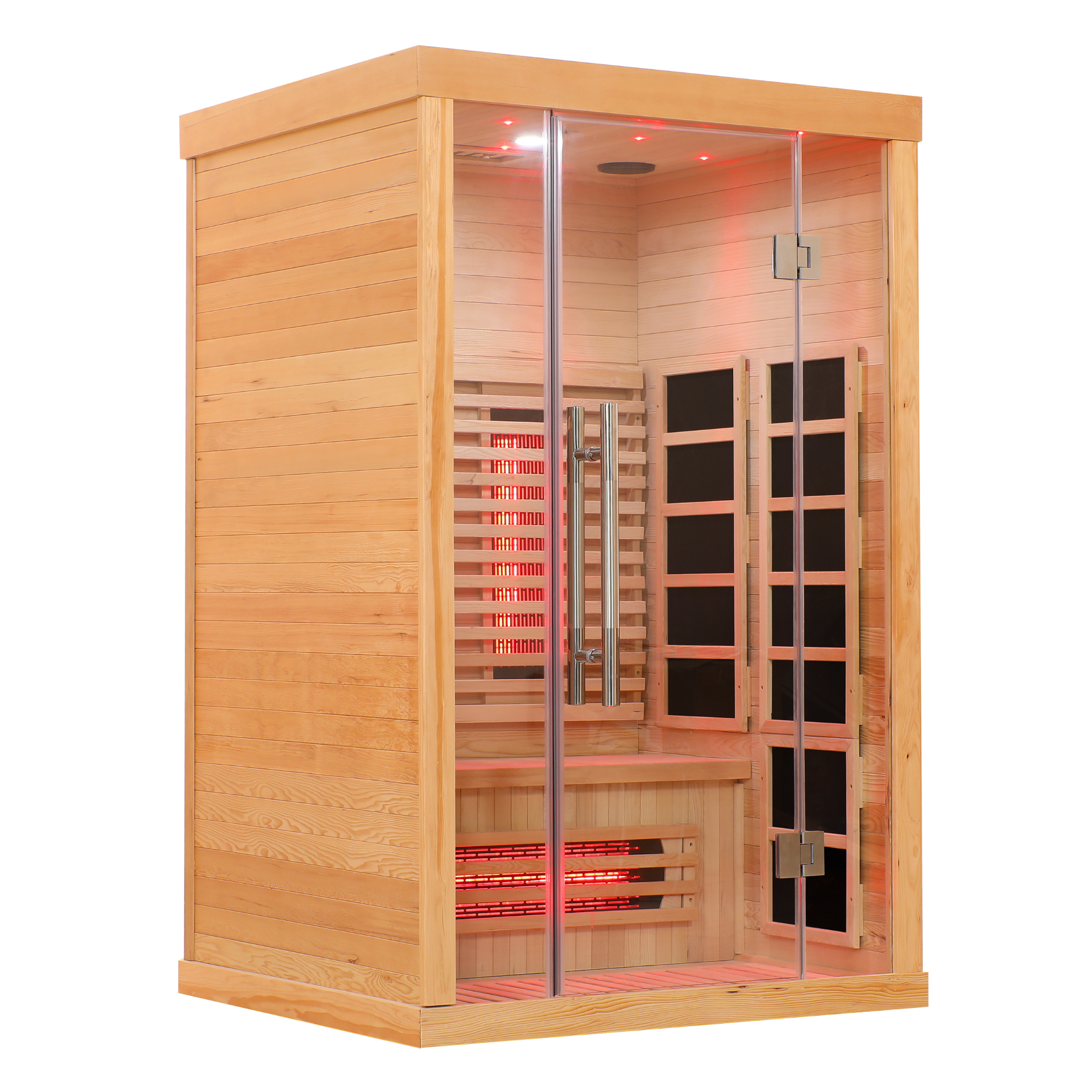 Blisspod Venetian Series 2-Person Full Spectrum Infrared Sauna – Premium Indoor Sauna with 10 Heaters | Premium Canadian Hemlock | Chromotherapy & Reflexology