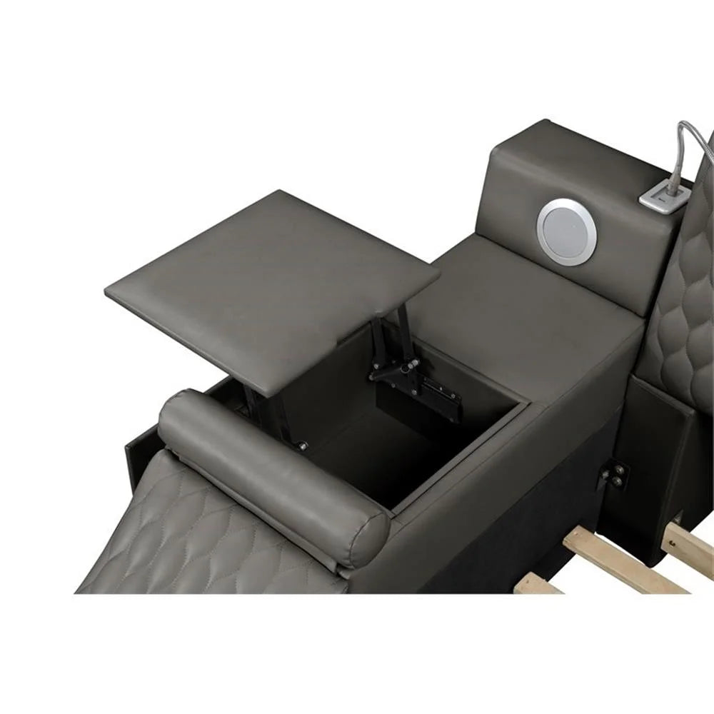 Smart Multifunctional Queen Size Bed Made with Wood in Gray