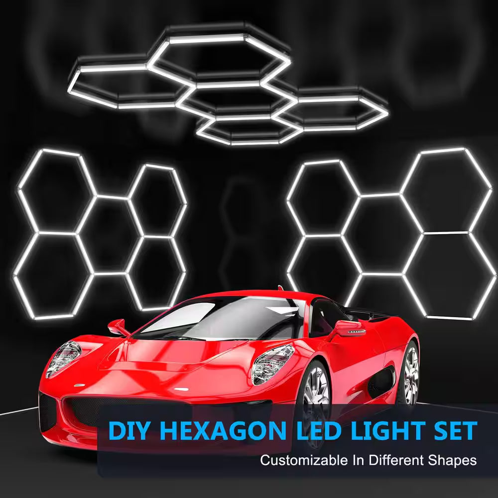 1.6 Ft. 6500K Integrated LED White Strip Light Fixture 108000LM Hexagon Garage Light (14 HEX)
