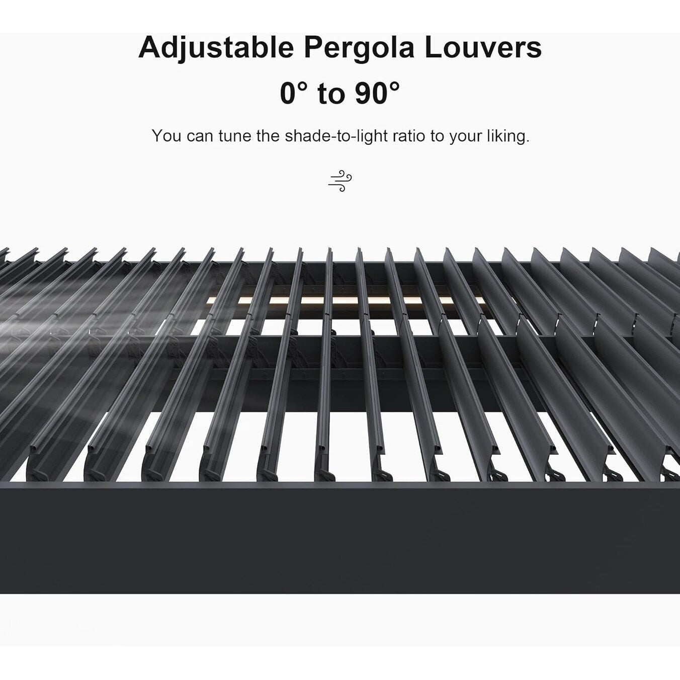 Gray Louvered Pergola Outdoor Aluminum Pergola with Adjustable Roof for Patio Gray Hardtop Gazebo