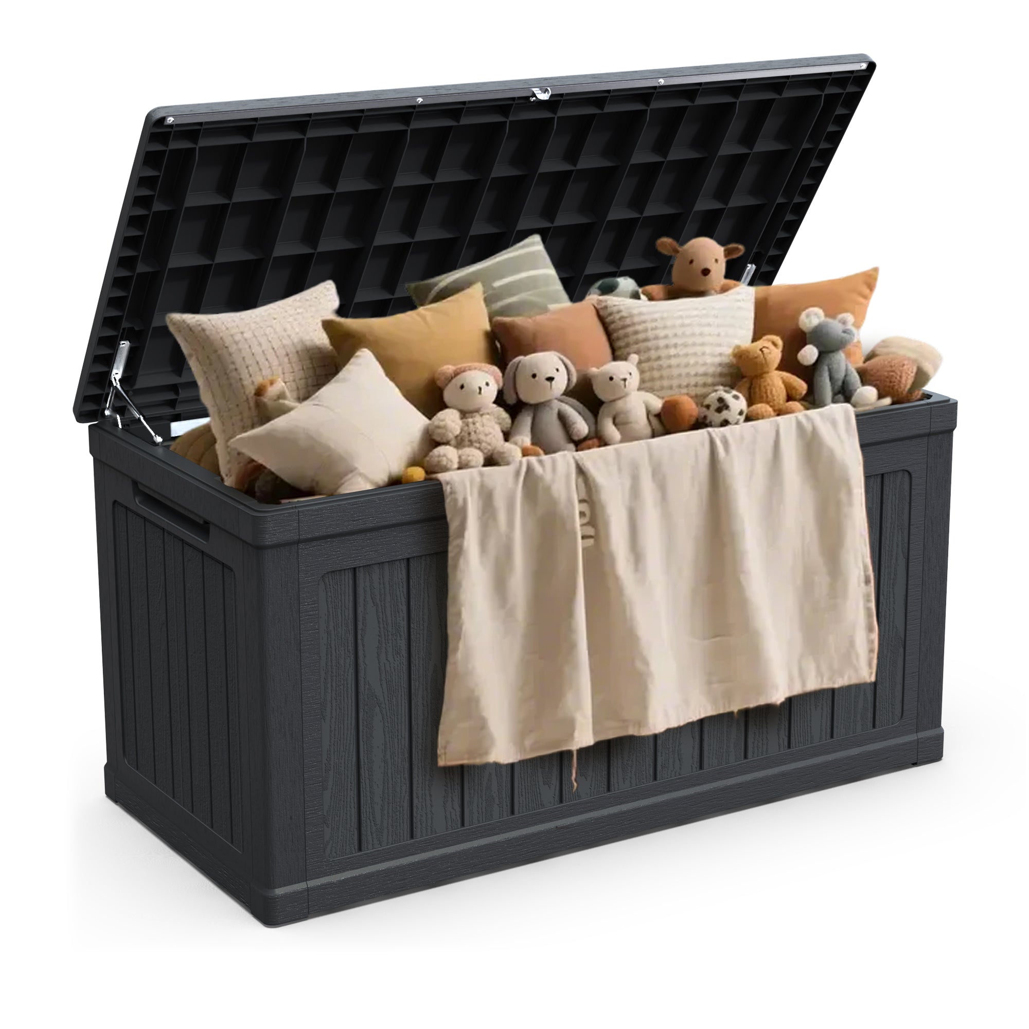 Large Outdoor Storage Deck Box – Waterproof Resin Patio Storage Box with Lockable Lid - 230 Gallon