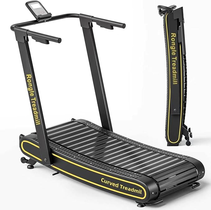 Foldable Curved Non-Motorized Treadmill – Self-Powered Manual Running Machine for Home Gym