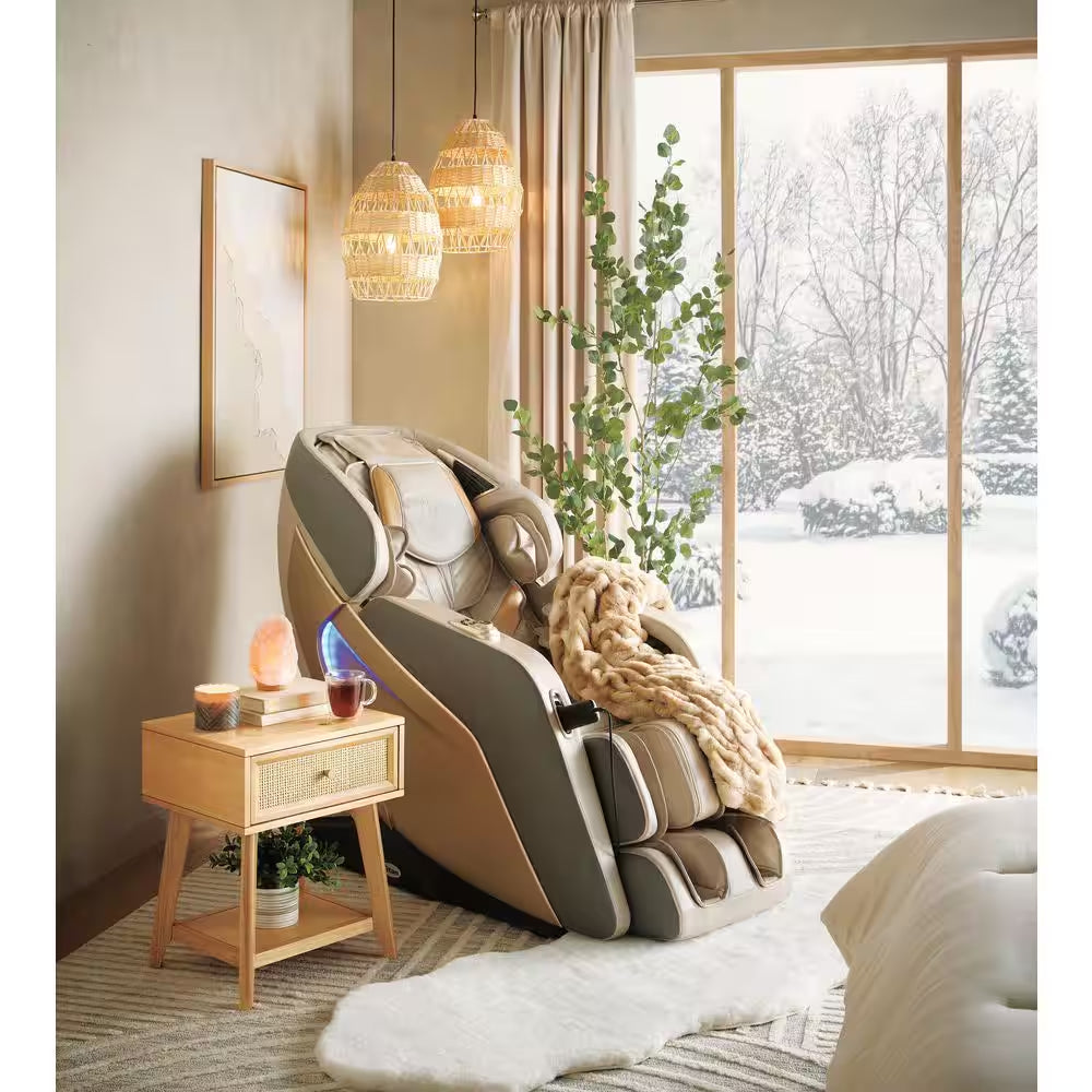 Acro HD Series Taupe Smart 3D Massage Chair with Body Scan, Voice Controls, Smart Learning, Bluetooth, and Zero Gravity